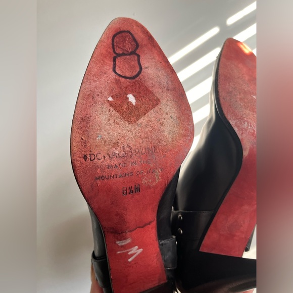 Donald Pliner Leather Biker Harness Style Boots Size 8.5 - Picture 6 of 11